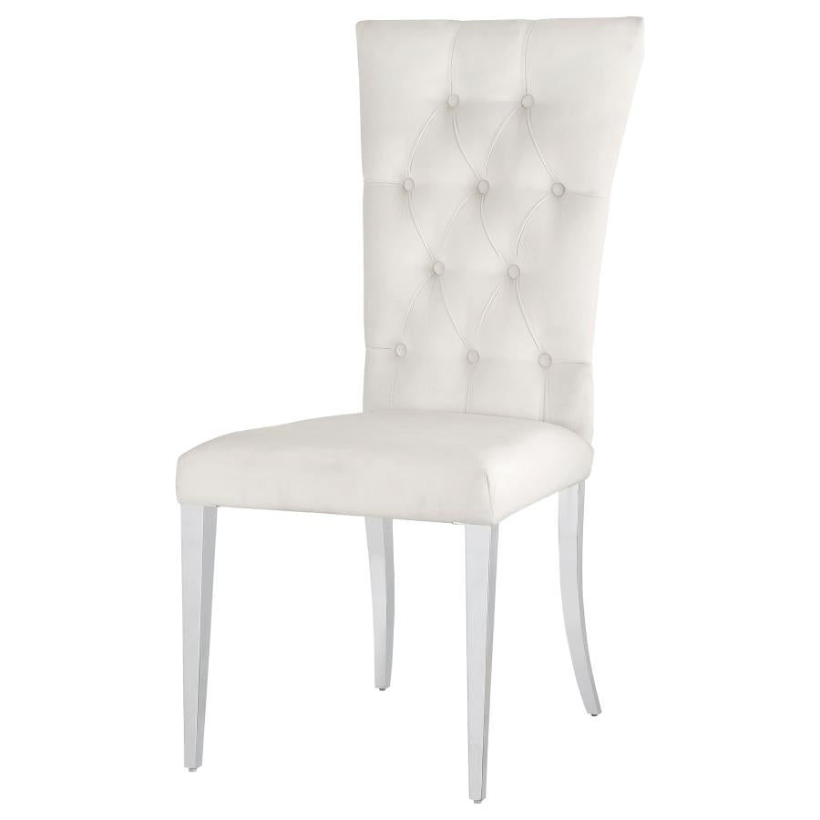 Kerwin Tufted Upholstered Side Chair (Set Of 2) White And Chrome