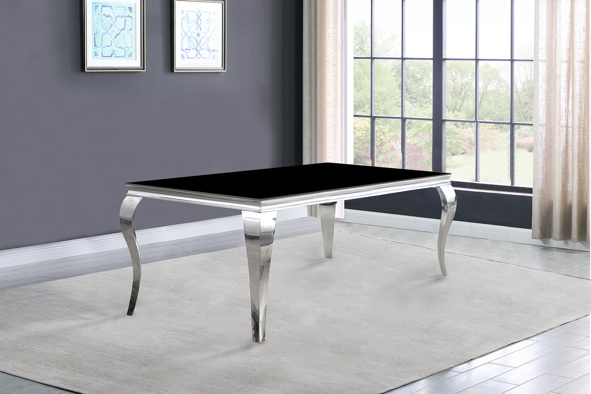 Carone Black Rectangular 81-Inch Glass Top Dining Table
