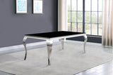 Carone Black Rectangular 81-Inch Glass Top Dining Table