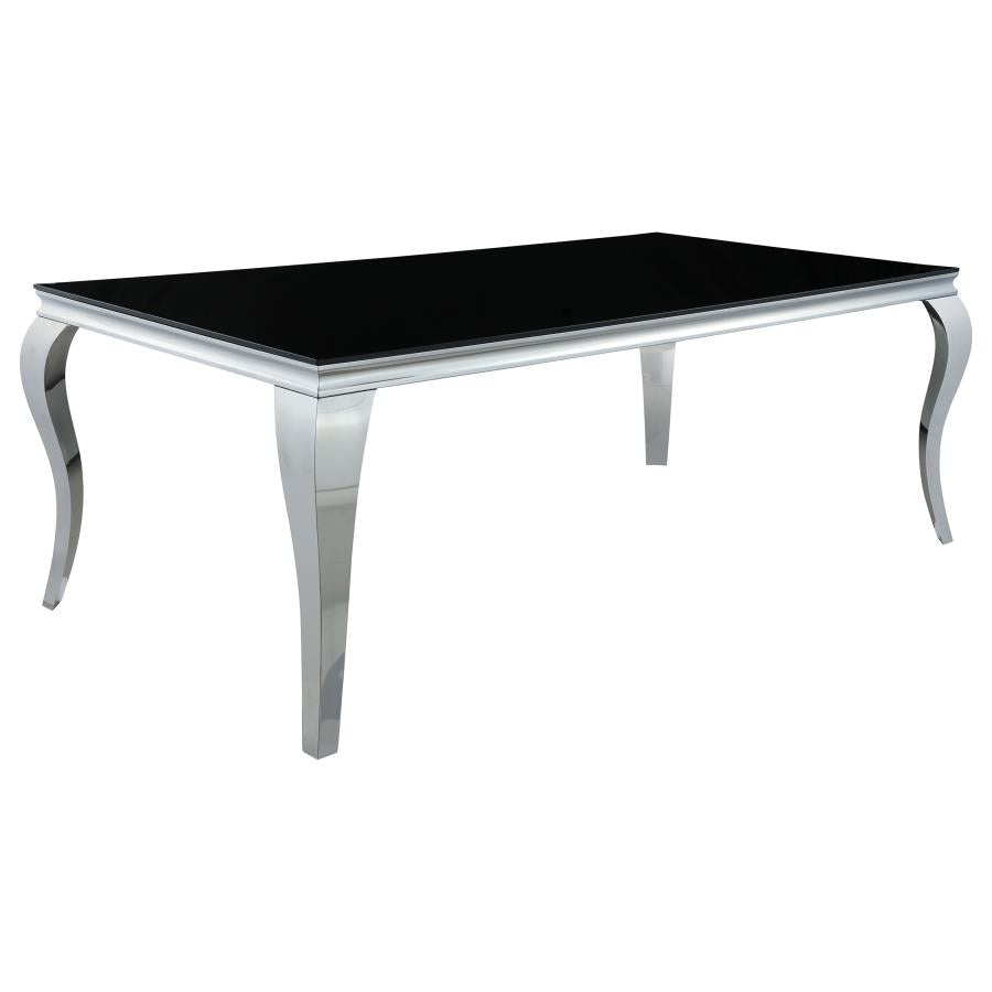 Carone Black Rectangular 81-Inch Glass Top Dining Table