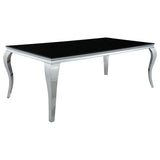 Carone Black Rectangular 81-Inch Glass Top Dining Table