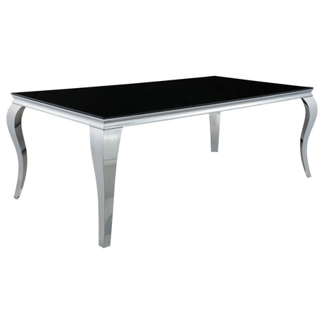 Carone Black Rectangular 81-Inch Glass Top Dining Table
