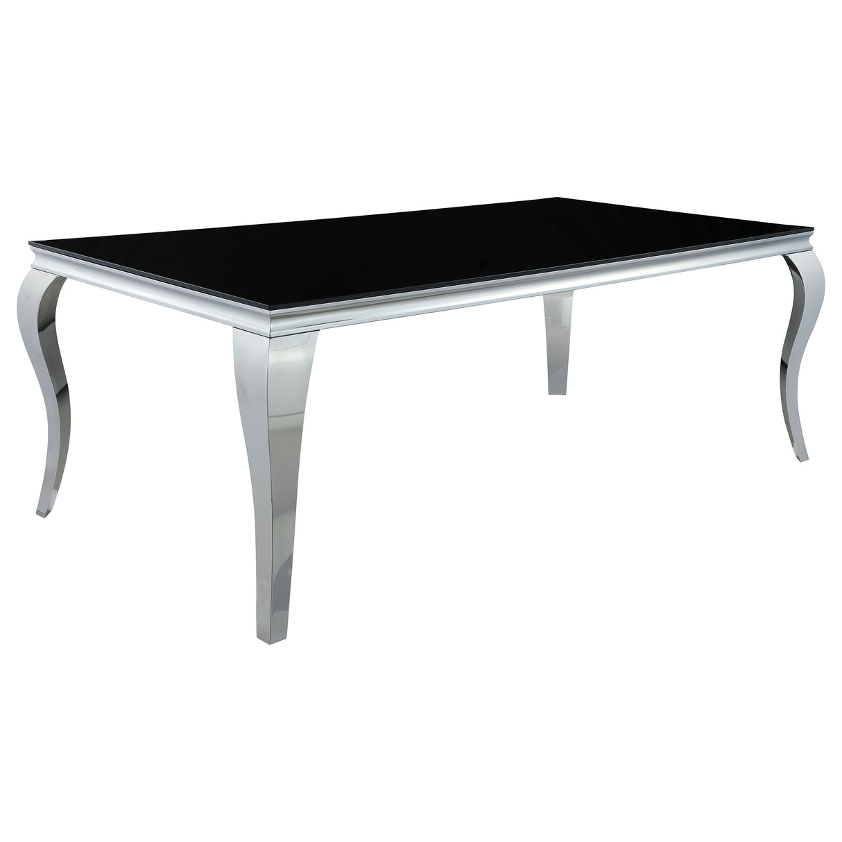 Carone Black Rectangular 81-Inch Glass Top Dining Table