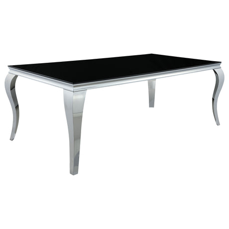 Carone Black Rectangular 81-Inch Glass Top Dining Table