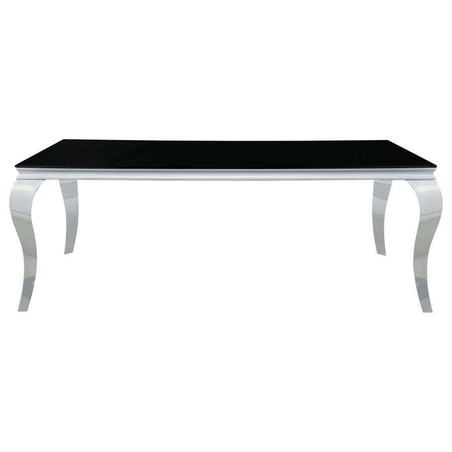 Carone Rectangular Glass Top Dining Table Black And Chrome