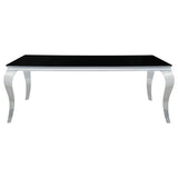 Carone Black Rectangular 81-Inch Glass Top Dining Table