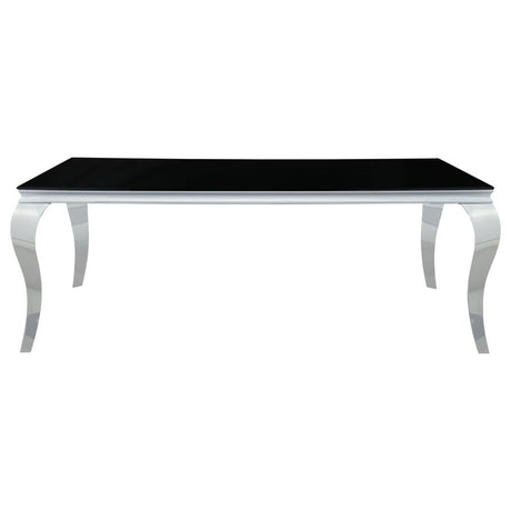 Carone Black Rectangular 81-Inch Glass Top Dining Table
