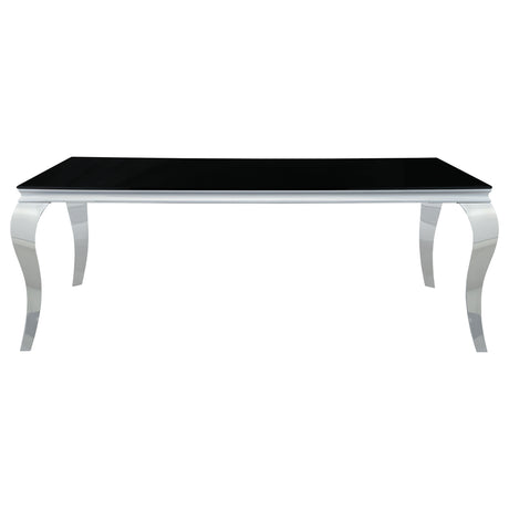 Carone Black Rectangular 81-Inch Glass Top Dining Table