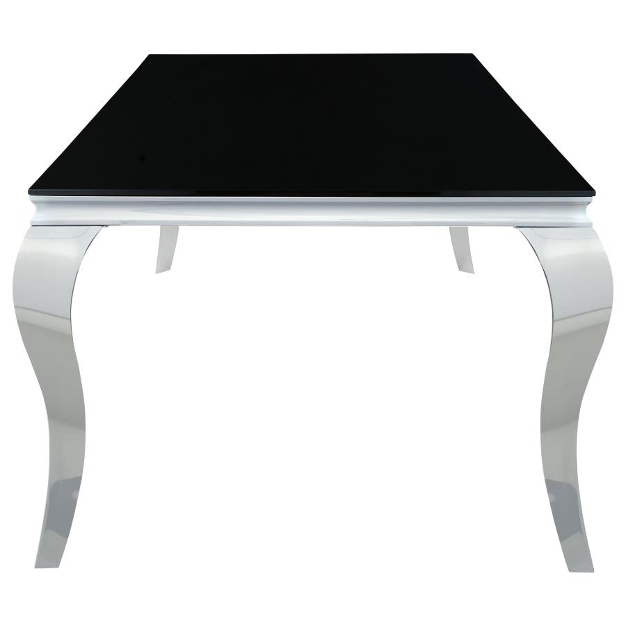 Carone Black Rectangular 81-Inch Glass Top Dining Table