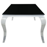 Carone Black Rectangular 81-Inch Glass Top Dining Table