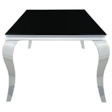 Carone Black Rectangular 81-Inch Glass Top Dining Table