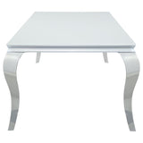 Carone Rectangular Glass Top Dining Table White And Chrome