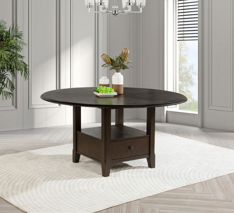 Twyla Dark Cocoa 60-Inch Round Dining Table With Drawer