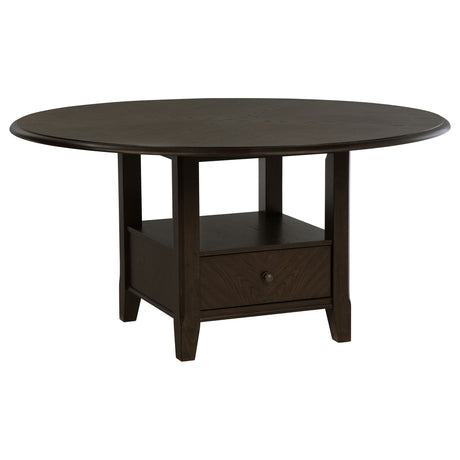Twyla Dark Cocoa 60-Inch Round Dining Table With Drawer