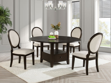 Twyla Dark Cocoa 60-Inch Round Dining Table With Drawer