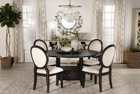 Twyla Dark Cocoa 5-Piece Round Storage Base Dining Table Set