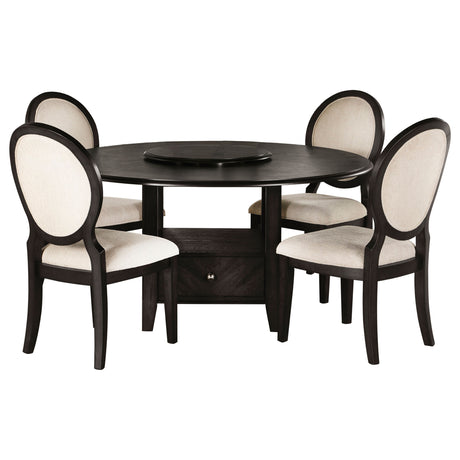 Twyla Dark Cocoa 5-Piece Round Storage Base Dining Table Set