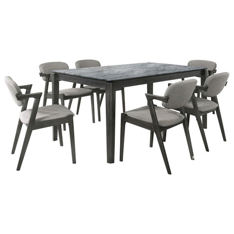Stevie Black 7-Piece Rectangular Dining Table Set Grey And