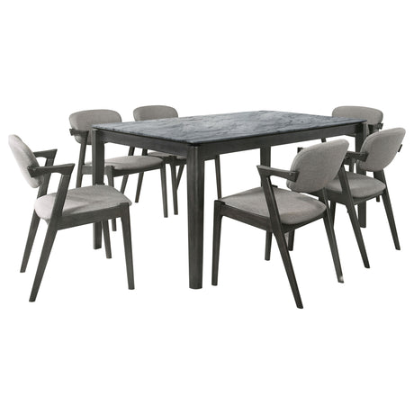 Stevie Black 7-Piece Rectangular Dining Table Set Grey And