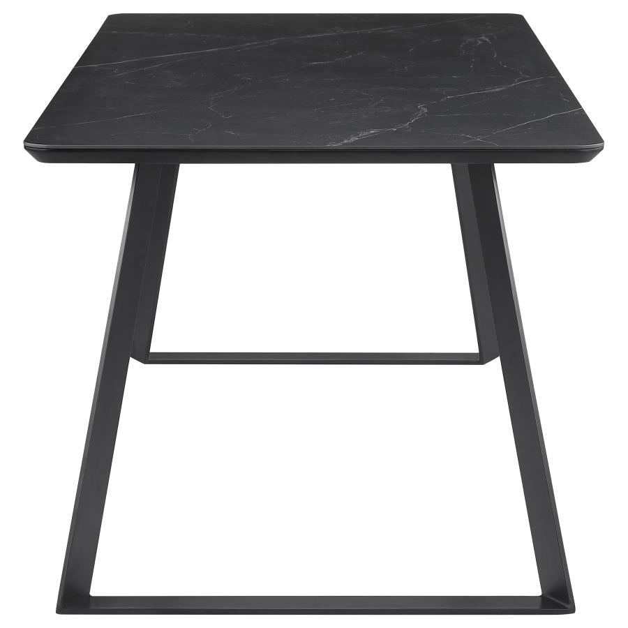 Smith Rectangle Ceramic Top Dining Table Black And Gunmetal
