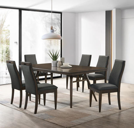 Wes Dark Walnut 7-Piece Rectangular Dining Table Set