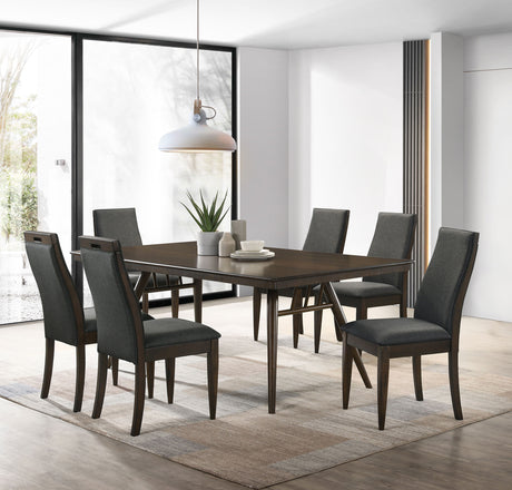 Wes Dark Walnut 7-Piece Rectangular Dining Table Set