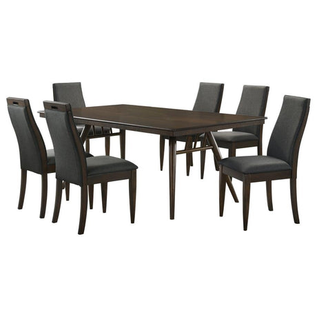 Wes Dark Walnut 7-Piece Rectangular Dining Table Set