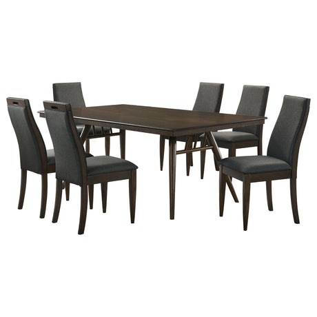 Wes Dark Walnut 7-Piece Rectangular Dining Table Set