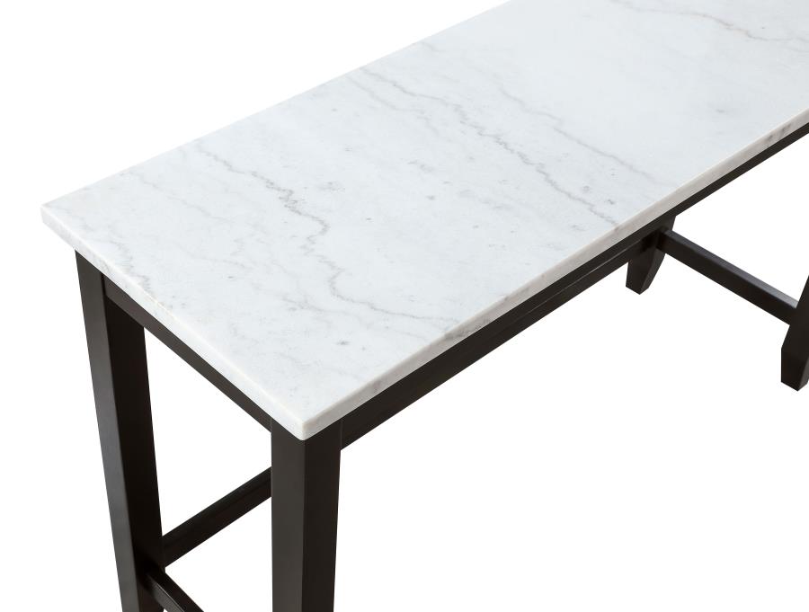 Toby Rectangular Marble Top Counter Height Table Espresso And White