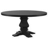 Florence Distressed Black Round 60-Inch Pedestal Base Dining Table