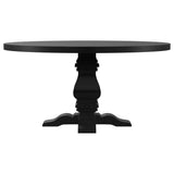 Florence Distressed Black Round 60-Inch Pedestal Base Dining Table