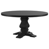 Florence Distressed Black Round 60-Inch Pedestal Base Dining Table