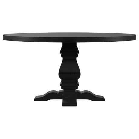 Florence Distressed Black Round 60-Inch Pedestal Base Dining Table