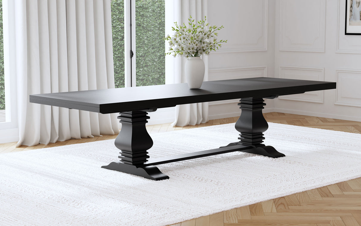 Florence Distressed Black 126-Inch Extension Dining Table