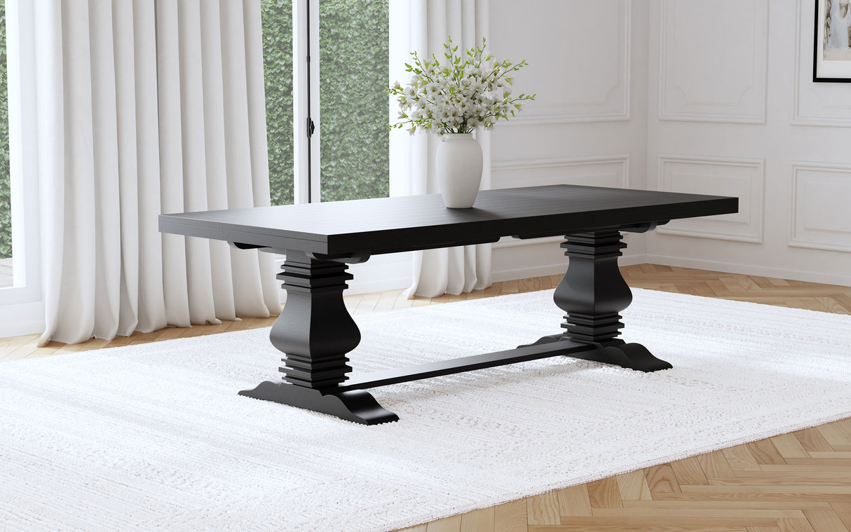 Florence Distressed Black 126-Inch Extension Dining Table