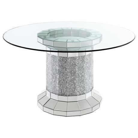 Ellie Grey 5-Piece Mirrored Pedestal Dining Table Set