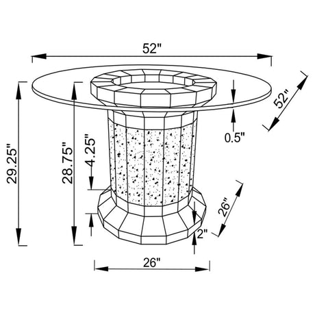 Ellie Grey 5-Piece Mirrored Pedestal Dining Table Set