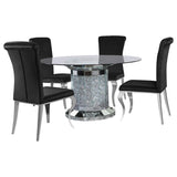 Ellie Black 5-Piece Mirrored Pedestal Dining Table Set