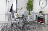 Quinn 5-Piece Hexagon Pedestal Dining Room Set Mirror And Grey
