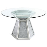 Quinn 5-Piece Hexagon Pedestal Dining Room Set Mirror And Grey