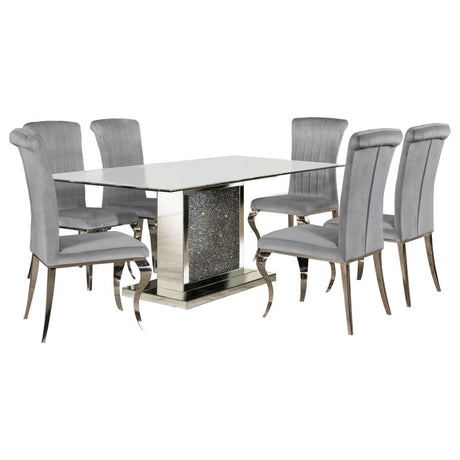 Marilyn Grey 5-Piece Rectangular Mirrored Dining Table Set