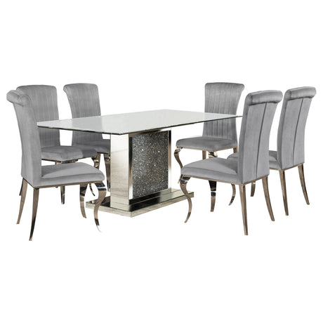 Marilyn Grey 5-Piece Rectangular Mirrored Dining Table Set