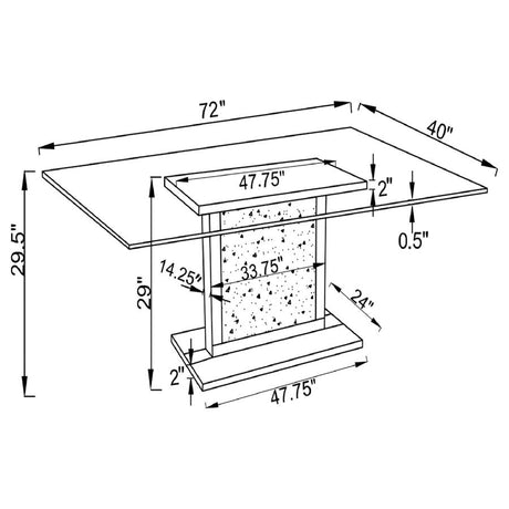 Marilyn Grey 5-Piece Rectangular Mirrored Dining Table Set