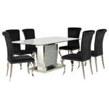 Marilyn Black 5-Piece Rectangular Mirrored Dining Table Set
