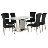 Marilyn Black 5-Piece Rectangular Mirrored Dining Table Set