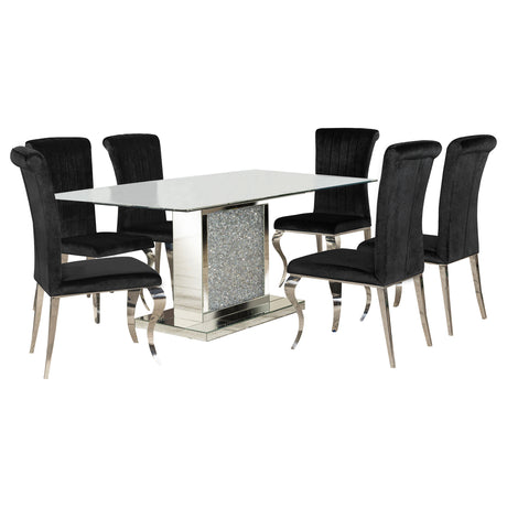 Marilyn Black 5-Piece Rectangular Mirrored Dining Table Set