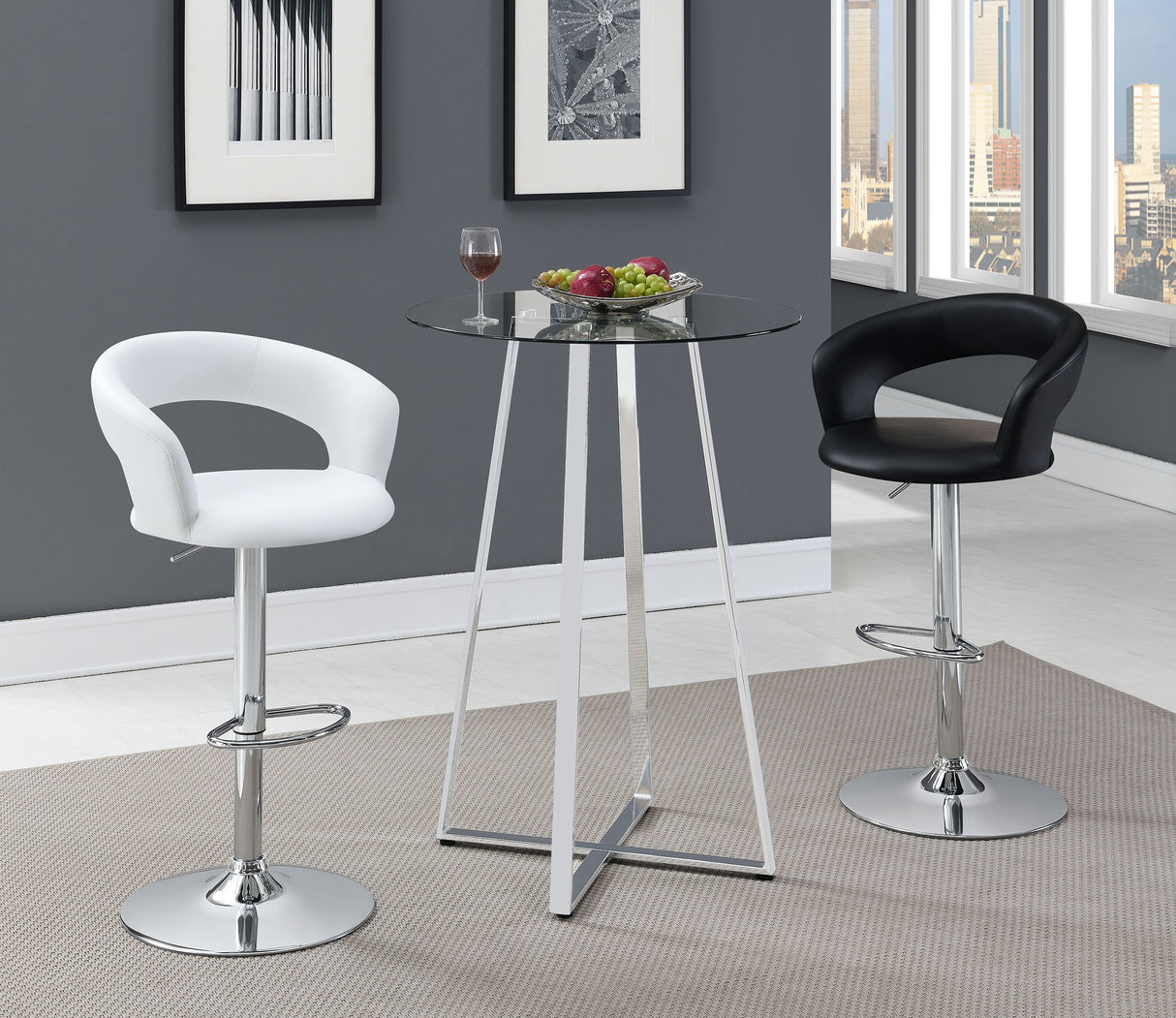 Barraza 29" Adjustable Height Bar Stool White And Chrome