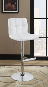Lenny Adjustable Height Bar Stools Chrome And White (Set Of 2)