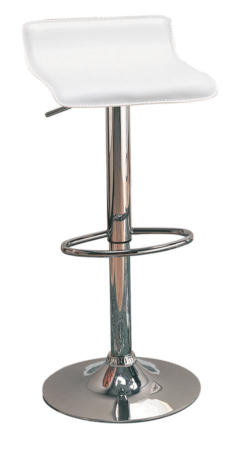 Bidwell 29" Upholstered Backless Adjustable Bar Stools White And Chrome (Set Of 2)