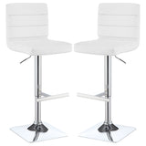 Bianca Upholstered Adjustable Bar Stools White And Chrome (Set Of 2)